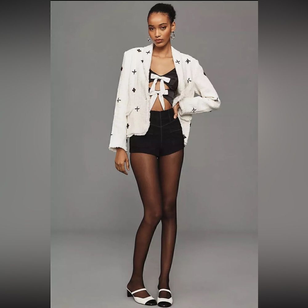 ANTHROPOLOGIE Maeve Decorated Tweed Blazer